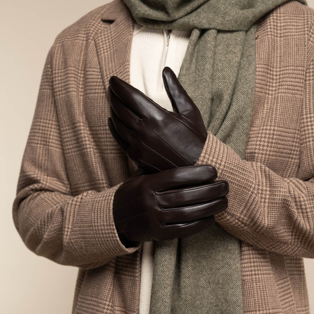 Jake (dark brown) - sheepskin gloves with warm fleece lining & touchscreen feature  - Schwartz & von Halen - EU - 9