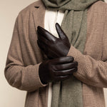 Jake (dark brown) - sheepskin gloves with warm fleece lining & touchscreen feature  - Schwartz & von Halen - EU - 9