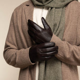 Jake (dark brown) - sheepskin gloves with warm fleece lining & touchscreen feature  - Schwartz & von Halen - EU - 9