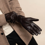 Jake (dark brown) - sheepskin gloves with warm fleece lining & touchscreen feature  - Schwartz & von Halen - EU - 10
