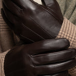 Jake (dark brown) - sheepskin gloves with warm fleece lining & touchscreen feature  - Schwartz & von Halen - EU - 11