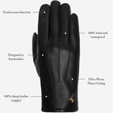 Jake (black) - sheepskin gloves with warm fleece lining & touchscreen feature  - Schwartz & von Halen - EU - 12