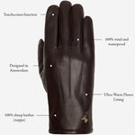 Jake (dark brown) - sheepskin gloves with warm fleece lining & touchscreen feature  - Schwartz & von Halen - EU - 12