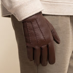 Jaxon (brown) - goatskin leather gloves with luxurious faux fur lining & touchscreen feature - Schwartz & von Halen - EU - 7