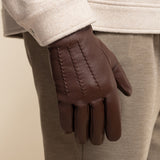 Jaxon (brown) - goatskin leather gloves with luxurious faux fur lining & touchscreen feature - Schwartz & von Halen - EU - 7