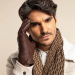 Jaxon (brown) - goatskin leather gloves with luxurious faux fur lining & touchscreen feature - Schwartz & von Halen - EU - 10