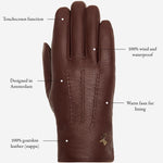 Jaxon (brown) - goatskin leather gloves with luxurious faux fur lining & touchscreen feature - Schwartz & von Halen - EU - 14