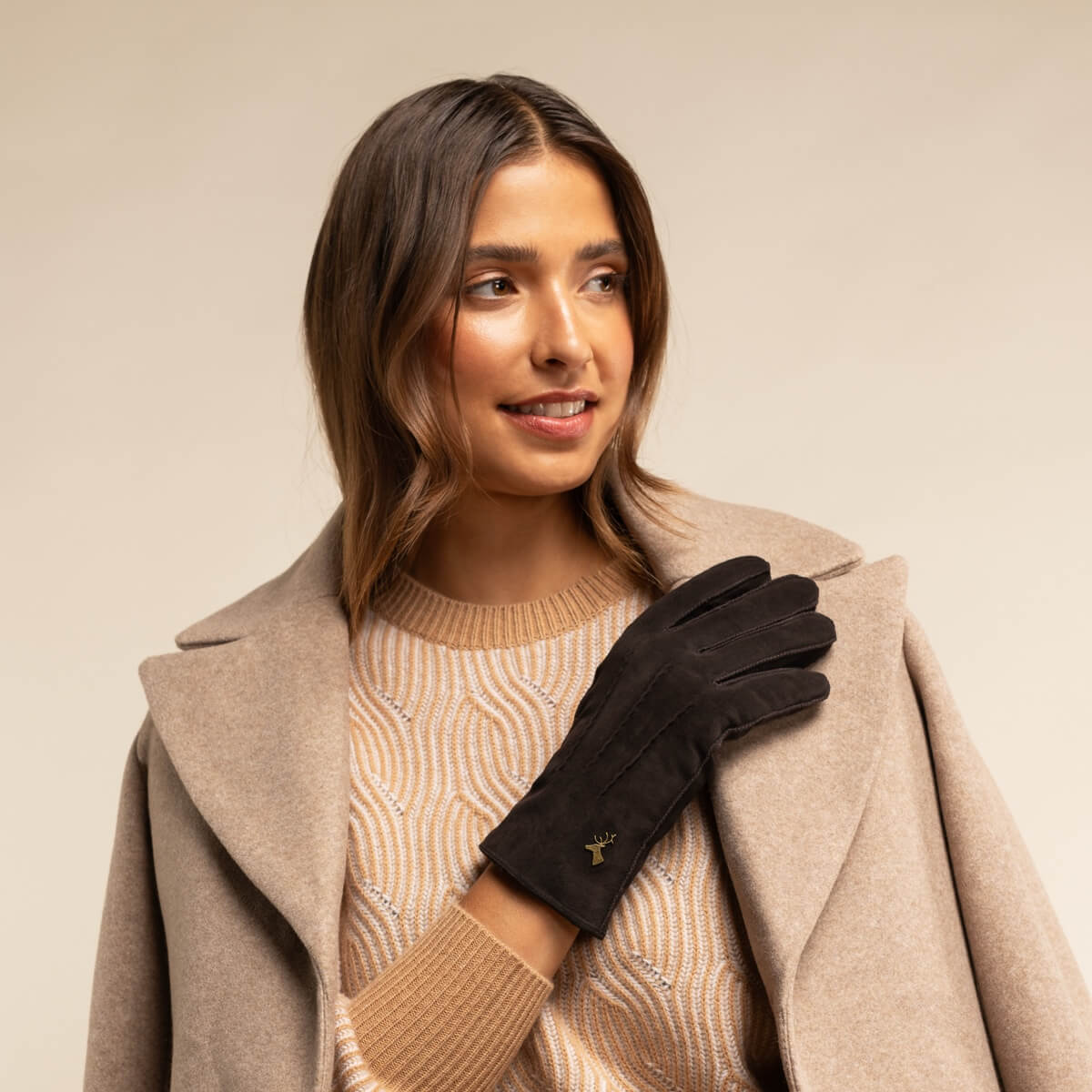 Brown Suede Leather Gloves Women Josie - Schwartz & von Halen® UK - Premium Leather Gloves - 5