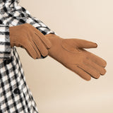 Josie (camel) - suede goatskin leather gloves with luxurious shearling lining - Schwartz & von Halen - EU - 11