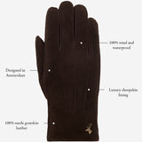 Josie (brown) - suede goatskin leather gloves with luxurious shearling lining