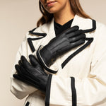 Julia (black) - goatskin leather gloves with luxury faux fur lining & touchscreen feature  - Schwartz & von Halen - EU - 8