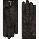 Kathleen (black) - Exclusive peccary leather women's gloves with cashmere lining