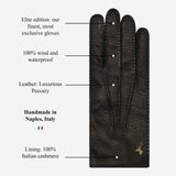 Kathleen (black) - Exclusive peccary leather women's gloves with cashmere lining