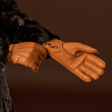 Kathleen (cognac) - Exclusive peccary leather women's gloves with cashmere lining