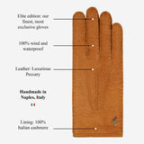 Kathleen (cognac) - Exclusive peccary leather women's gloves with cashmere lining