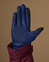 Blue activity glove with hexagonal grip pattern and touchscreen fingertips