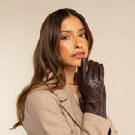 Kira (brown) - sheepskin leather gloves with wool/cashmere lining & touchscreen feature - Schwartz & von Halen - EU - 10