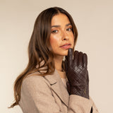 Kira (brown) - sheepskin leather gloves with wool/cashmere lining & touchscreen feature - Schwartz & von Halen - EU - 10