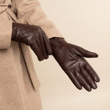 Kira (brown) - sheepskin leather gloves with wool/cashmere lining & touchscreen feature - Schwartz & von Halen - EU - 11