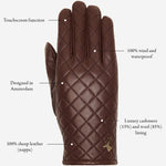 Kira (brown) - sheepskin leather gloves with wool/cashmere lining & touchscreen feature - Schwartz & von Halen - EU - 15