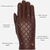 Kira (brown) - sheepskin leather gloves with wool/cashmere lining & touchscreen feature - Schwartz & von Halen - EU - 15