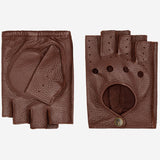 Zane (brown) – luxurious fingerless driving gloves made of American deerskin leather