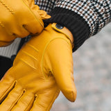 William (yellow) - goatskin leather gloves with warm fleece lining and press-stud - Schwartz & von Halen - EU - 7
