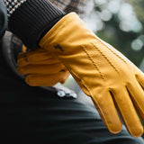 William (yellow) - goatskin leather gloves with warm fleece lining and press-stud - Schwartz & von Halen - EU - 5