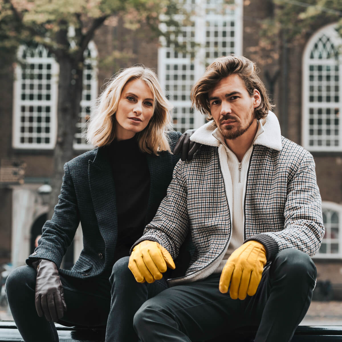 William (yellow) - goatskin leather gloves with warm fleece lining and press-stud - Schwartz & von Halen - EU - 6