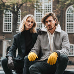 William (yellow) - goatskin leather gloves with warm fleece lining and press-stud - Schwartz & von Halen - EU - 6