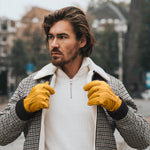 William (yellow) - goatskin leather gloves with warm fleece lining and press-stud - Schwartz & von Halen - EU - 8