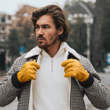 William (yellow) - goatskin leather gloves with warm fleece lining and press-stud - Schwartz & von Halen - EU - 8