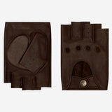 Liam (dark brown) - Classic men’s fingerless lambskin driving gloves