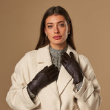 Lily (dark brown) - sheepskin leather gloves with warm fleece lining & touchscreen feature  - Schwartz & von Halen - EU - 9