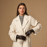 Lily (dark brown) - sheepskin leather gloves with warm fleece lining & touchscreen feature  - Schwartz & von Halen - EU - 10