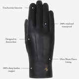 Lily (black) - sheepskin leather gloves with warm fleece lining & touchscreen feature - Schwartz & von Halen - EU - 9