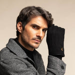 Matthew (black) - suede goatskin leather gloves with luxurious sheep fur lining - Schwartz & von Halen - EU - 7