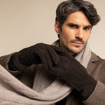 Matthew (brown) - suede goatskin leather gloves with luxurious sheep fur lining - Schwartz & von Halen - EU - 12