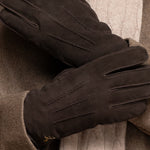 Matthew (brown) - suede goatskin leather gloves with luxurious sheep fur lining - Schwartz & von Halen - EU - 11