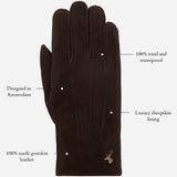 Matthew (brown) - suede goatskin leather gloves with luxurious sheep fur lining - Schwartz & von Halen - EU - 13