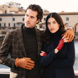 Benedict (cognac) - Exclusive peccary leather men’s gloves with cashmere lining