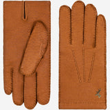 Benedict (cognac) - Exclusive peccary leather men’s gloves with cashmere lining