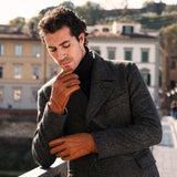 Benedict (cognac) - Exclusive peccary leather men’s gloves with cashmere lining