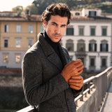 Benedict (cognac) - Exclusive peccary leather men’s gloves with cashmere lining