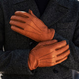 Benedict (cognac) - Exclusive peccary leather men’s gloves with cashmere lining