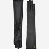 Rosemary (black) - Extra long gloves from lambskin leather with silk lining and touchscreen feature