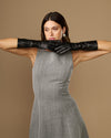 Rosemary Mid-forearm (noir) - Gants pour femme en cuir d’agneau avec doublure en soie & fonction tactile