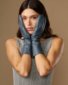 Rosemary Mid-forearm (gris) - Gants pour femme en cuir d’agneau avec doublure en soie & fonction tactile
