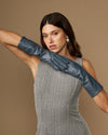 Rosemary Mid-forearm (gris) - Gants pour femme en cuir d’agneau avec doublure en soie & fonction tactile