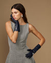 Rosemary Mid-forearm (bleu marine) - Gants pour femme en cuir d’agneau avec doublure en soie & fonction tactile